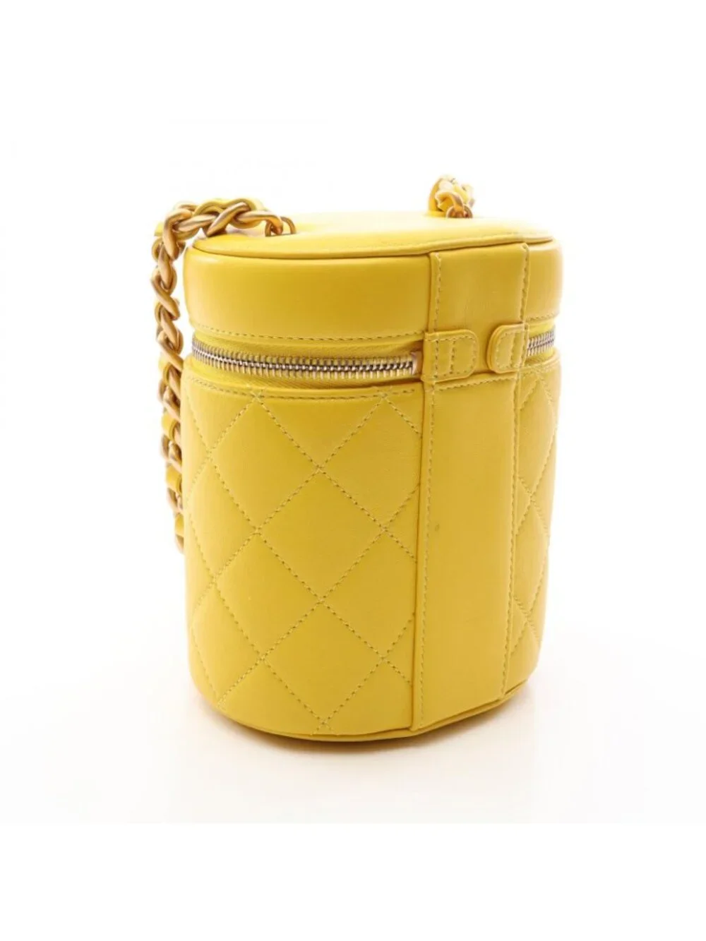 Chanel Shoulder Bag Quilted Vanity Yellow Lambskin Chain